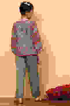 Green Viscose Blend Printed Top and Pant Set image number 5