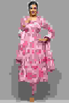 Pink Cotton Anarkali Suit Set image number 7