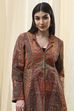 Burnt Orange Rayon Straight Printed Jacket image number 1