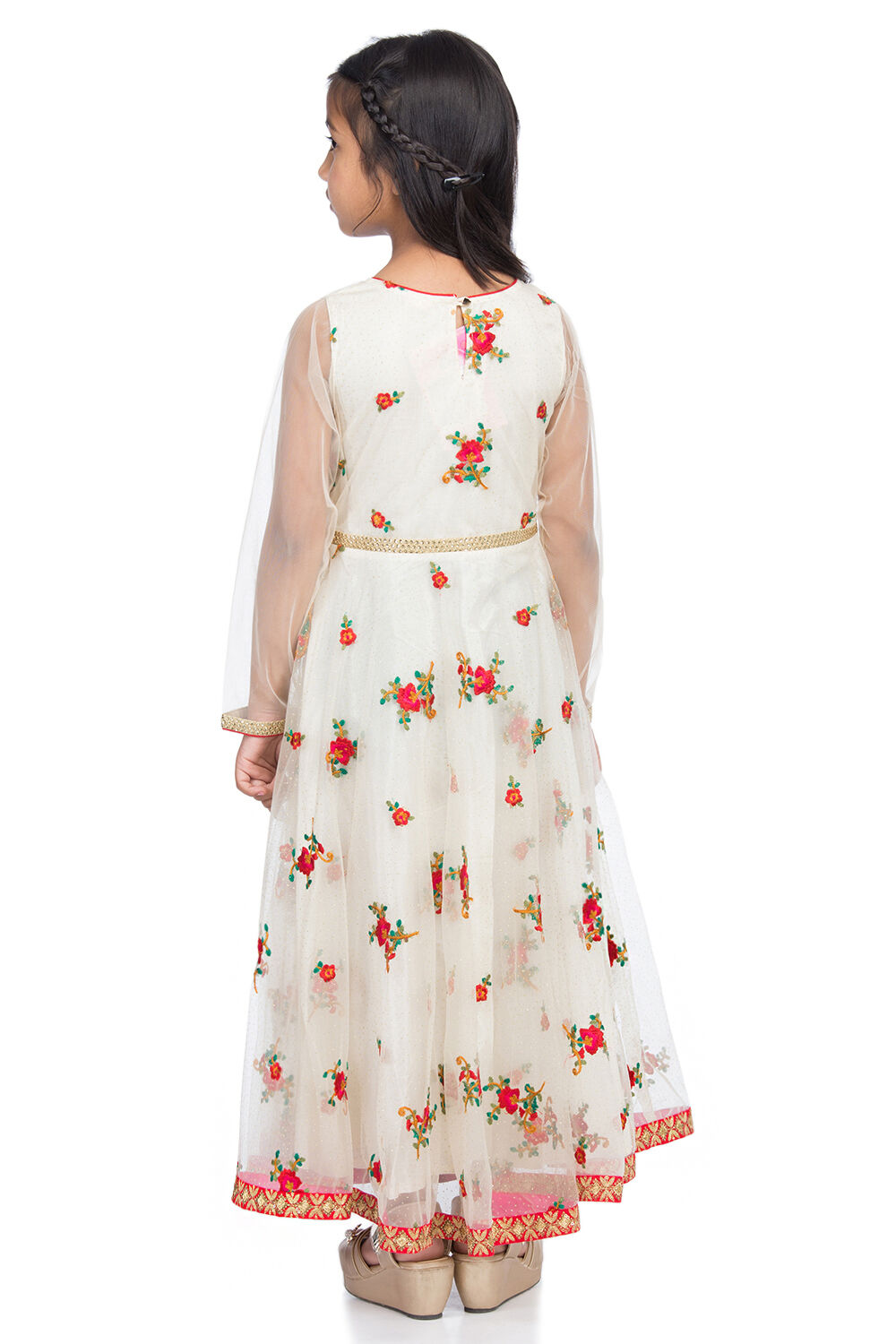 Beige Front Open Viscose Suit Set image number 3