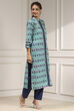 Blue Cotton Modal Digital Print Unstitched Suit Set image number 6