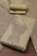Peach-Toned Tissue Embroidered Unstitched Suit Set image number 0