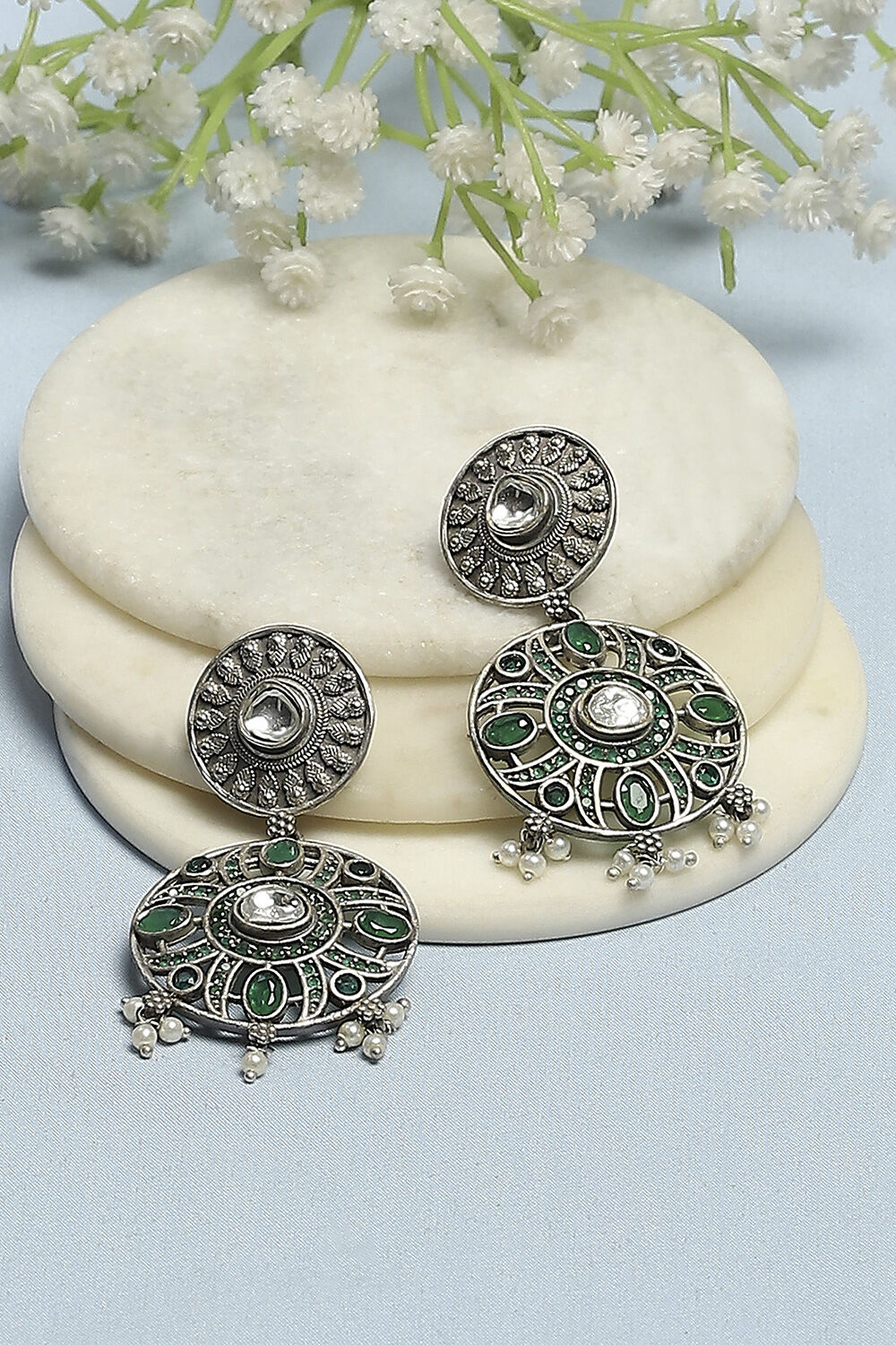 Green Brass Danglers image number 0