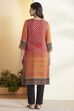 Rust Viscose Rayon Geometric Printed A-Line Kurta image number 5