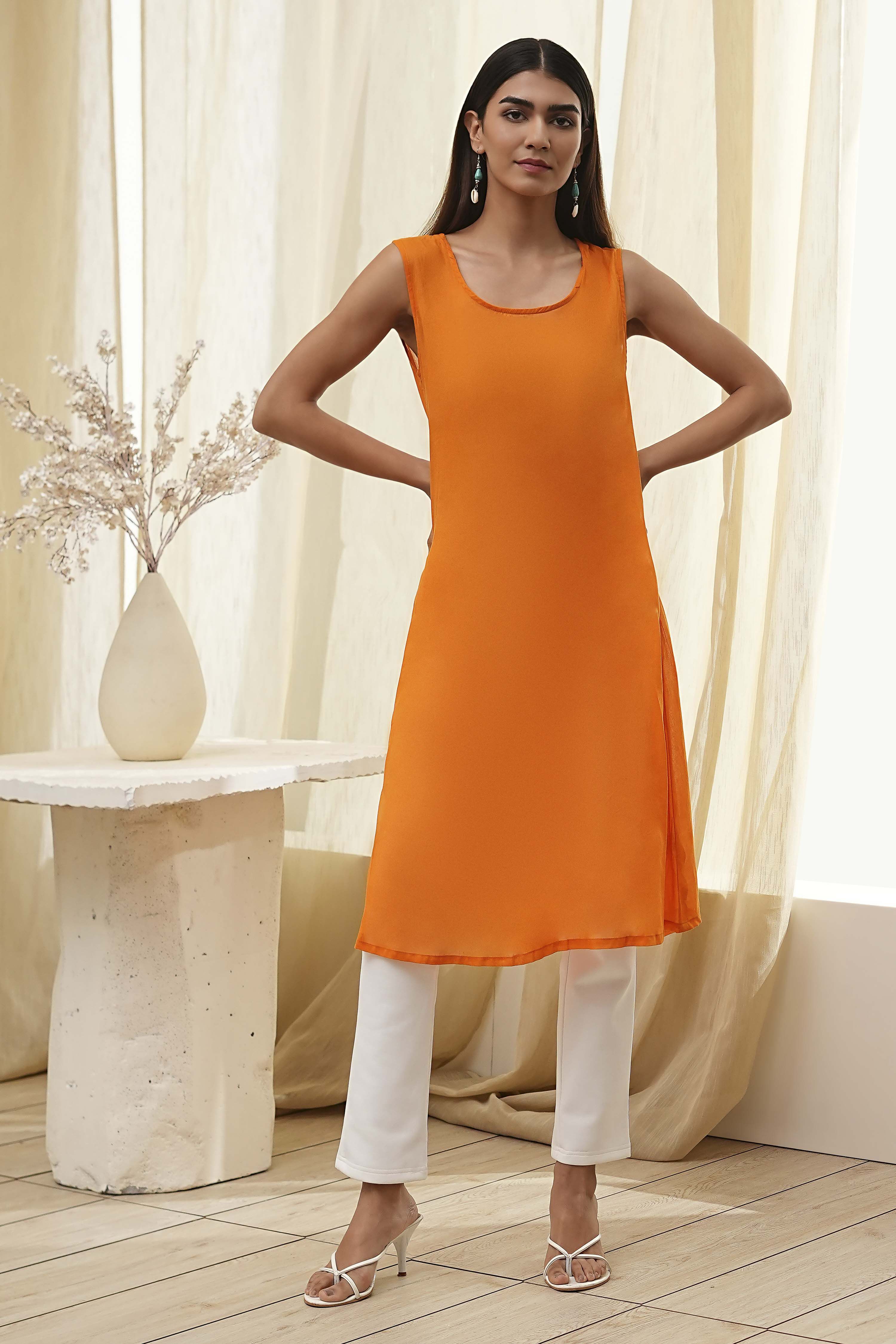 Blue Printed Pleated A-Line Kurta image number 6