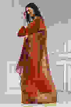 Burnt Orange Solid Relaxed Straight Suit Set image number 3