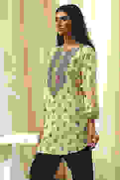 Beige Viscose Printed Straight  Short Kurta image number 2