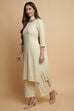 Pale Yellow Poly Staple Straight Suit Set image number 2