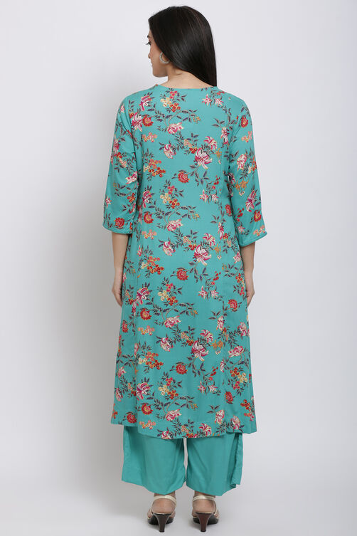 Pink Viscose A-Line Kurta Palazzo Suit Set image number 5