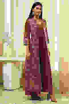 Earthy Brown Printed Layered Cape Dress image number 4