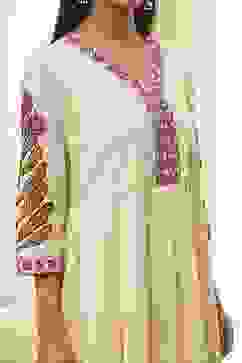 Beige Cotton Printed Anarkali Suit Set image number 1