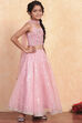 Pink Viscose Printed Flared Lehenga Set image number 5