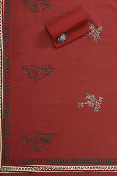 Black Cotton Hand Block Print Unstitched Suit Set image number 3
