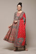 Red Cotton Anarkali Kurta Churidar Suit Set image number 7