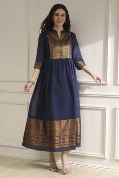 Navy Blue Polyester Blend  Kurta image number 0