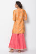 Orange Poly Cotton Straight Suit Set image number 4