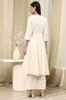 Off White Cotton Anarkali Suit Set image number 4