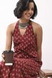 Maroon Cotton Printed A Line Dress image number 1
