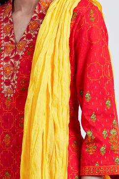 Yellow Cotton Solid Dupatta image number 1