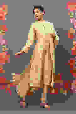 Rohit Bal Beige Cotton Blend Straight Kurta Suit Set image number 6