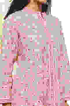 Pink Floral Cotton Shirt-Style Short Kurta image number 1
