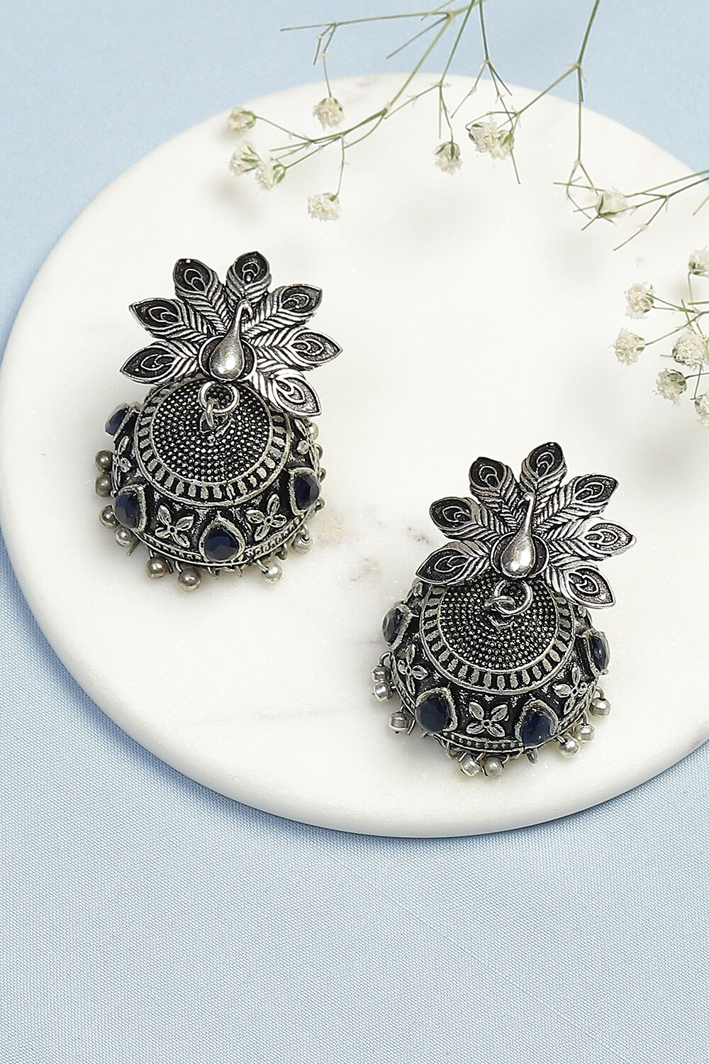 Silver Oxidised Jhumkas image number 0