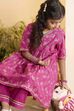 Pink Cotton Floral Printed Flared Kurta Set image number 7