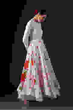 Rohit Bal Ivory Cotton Silk Anarkali Printed Suit Set image number 6