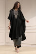 Black Modal Solid Kaftan Fusion Kurta Set image number 4