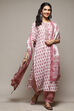 White Cotton Unstitched Suit Set image number 1