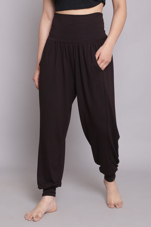 Teal Blue Viscose Blend Harem Pants image number 4
