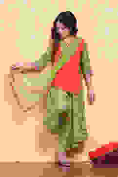 Pink and Green Pure Cotton Printed Straight Suit Set image number 6