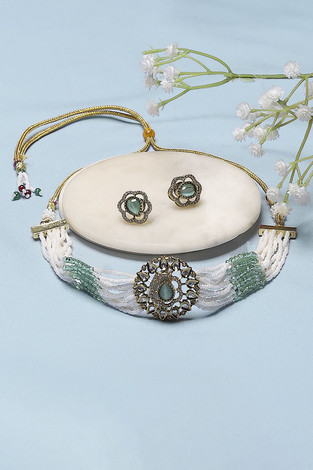 biba Mint Green Brass Choker SetMint Green Brass Choker Set-picture-243