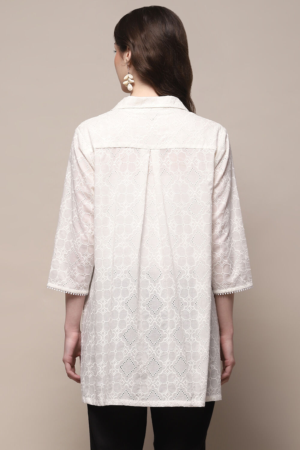 White Cotton Straight Kurta image number 3