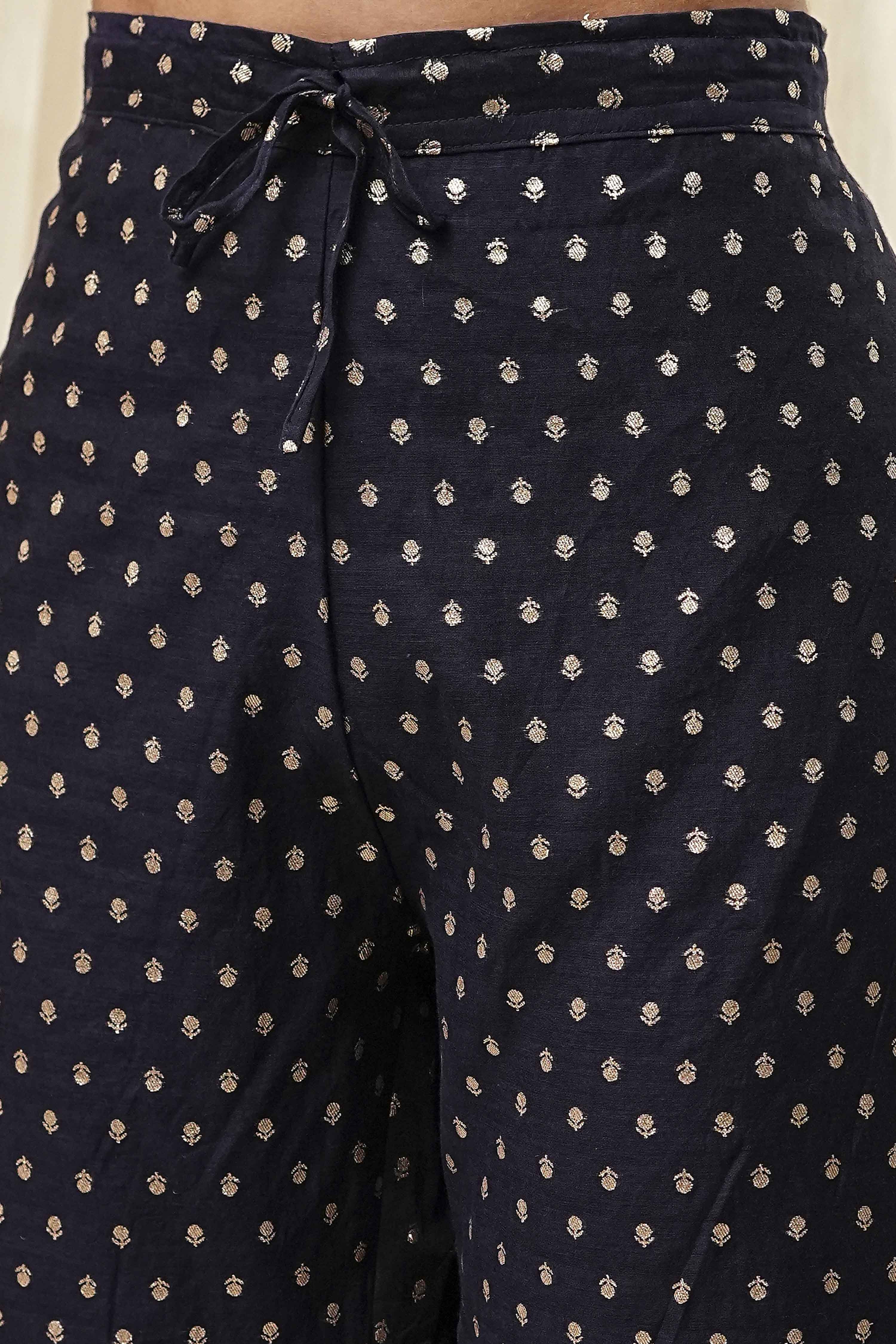 Blue Art Silk A-Line Kurta Palazzo Suit Set image number 3