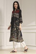 Black Viscose Rayon Straight Printed Kurta image number 2