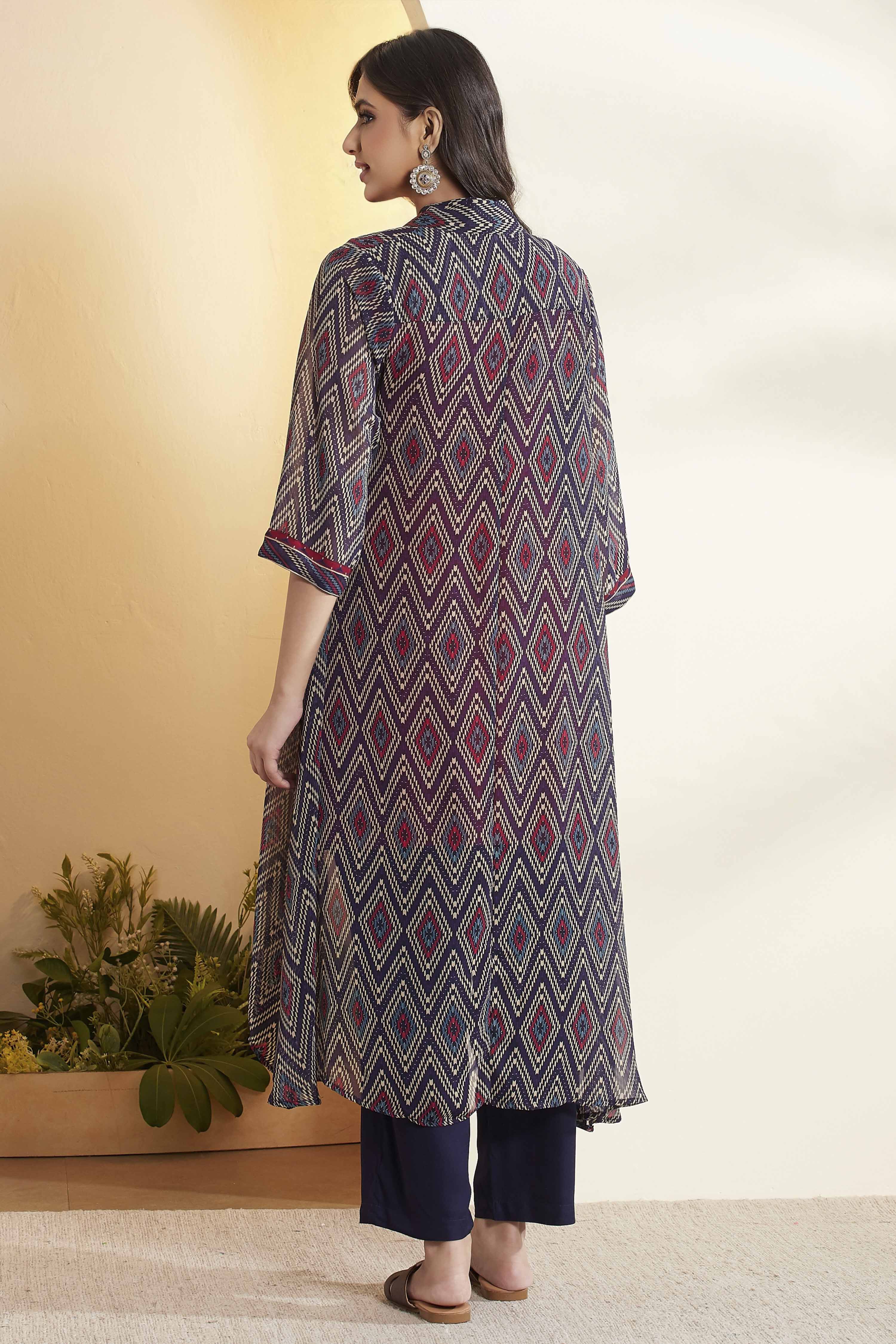 Blue Polyester Straight Fusion Set image number 6