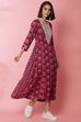 Blue Rayon Flared Lace Printed Dress image number 2