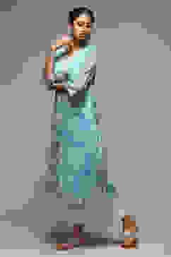 Teal LIVA Blend Straight Printed Kurta image number 3