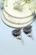 Dark Pink Oxidised Stone Studded Jhumkas image number 2