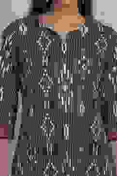 Blue Cotton Printed Straight Kurta image number 1