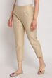 Beige Poly Metallic Cotton Pants image number 2