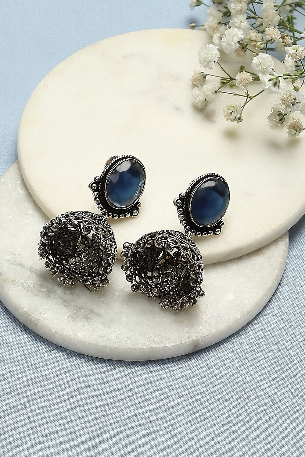 Blue Brass Earrings image number 0