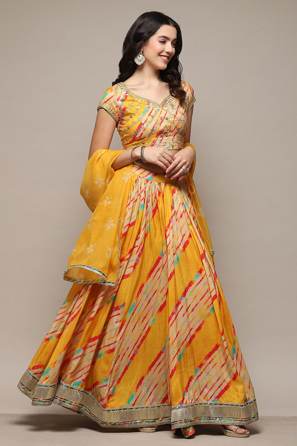 Yellow Polyester Straight Kurta Lehenga Set image number 0