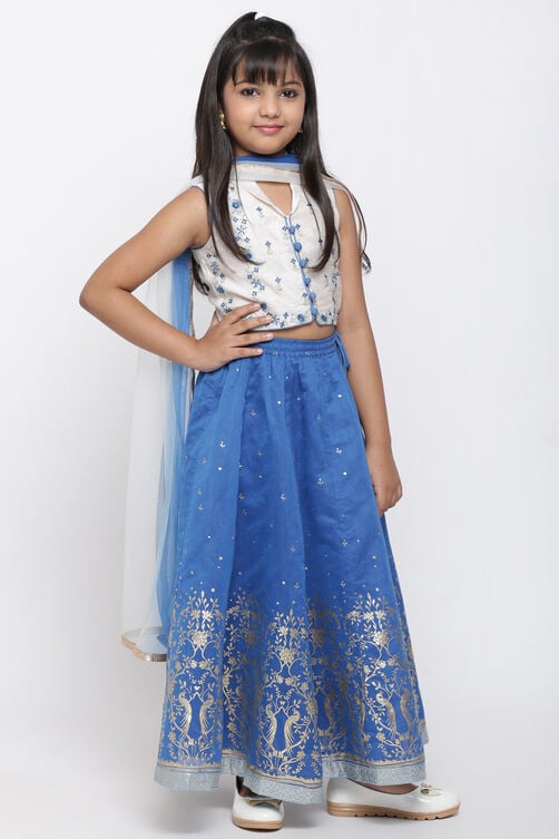 Blue Cotton Lehenga Set image number 3