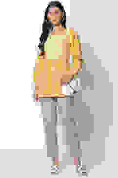 Mustard LIVA Printed Short Kurti image number 5