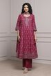 Magenta Cotton Anarkali Suit Set image number 6