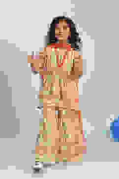 Lime Green Georgette Printed Peplum Suit Set image number 6