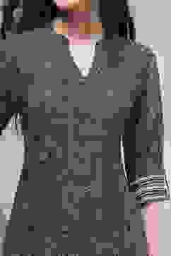 Blue Printed Relaxed Fit Short Kurta image number 1