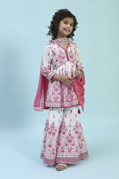 Off White/Pink Cotton A-Line Garara Set image number 6